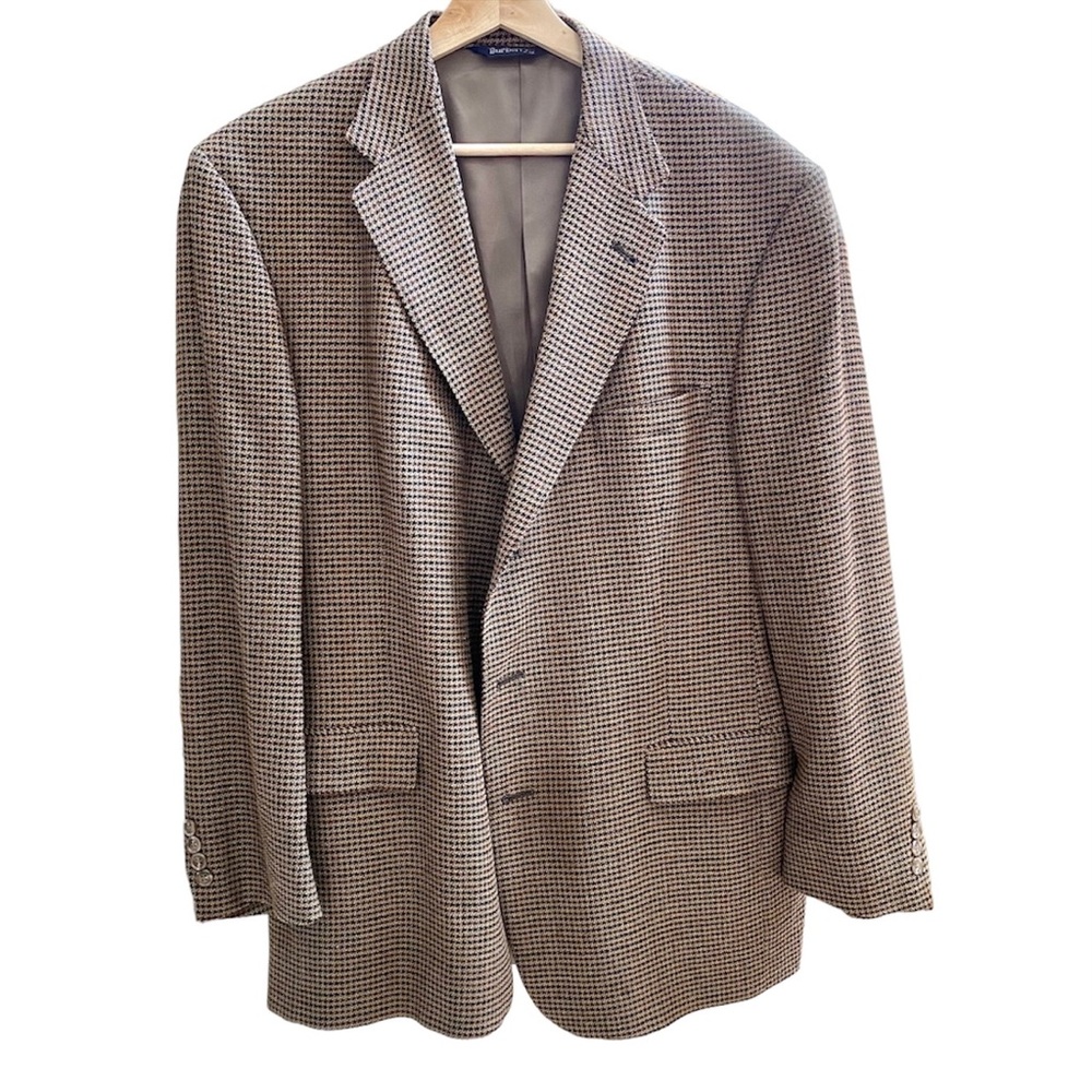 BURBERRY MEN’S VINTAGE HOUNDSTOOTH 100% NATURAL WOOL BLAZER SPORT COAT SIZE 42R